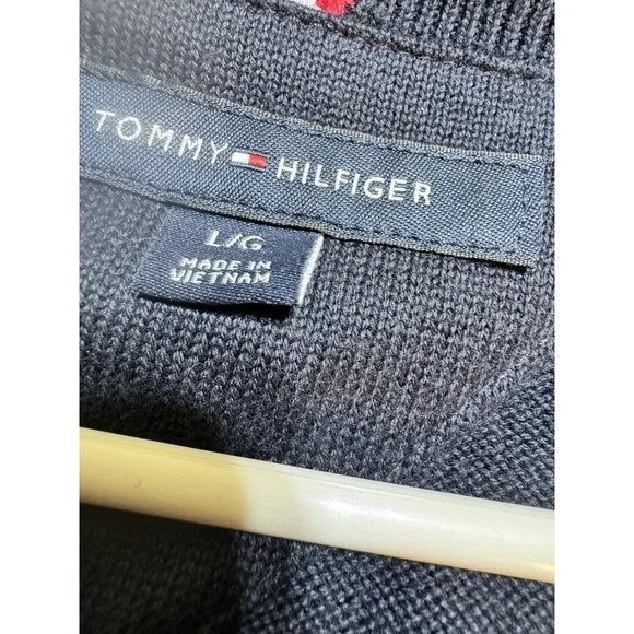 Tommy Hilfiger Sweater Mens Size Large Blue Casual 1/4 Zip Pullover Sweatshirt *